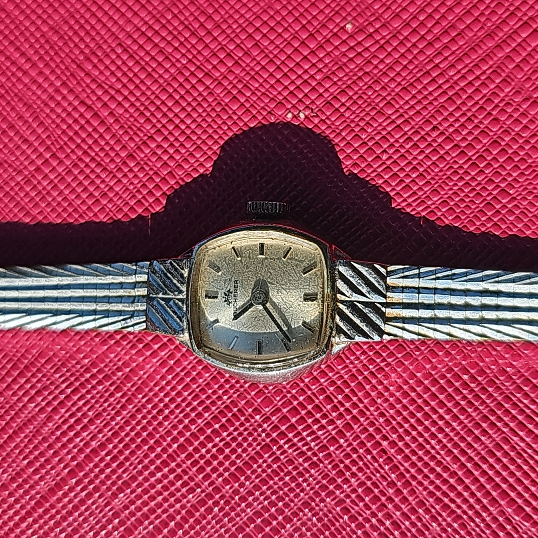 Authentic Bucherer Vintage Watch Sterling Silver Small Square Face WindUp